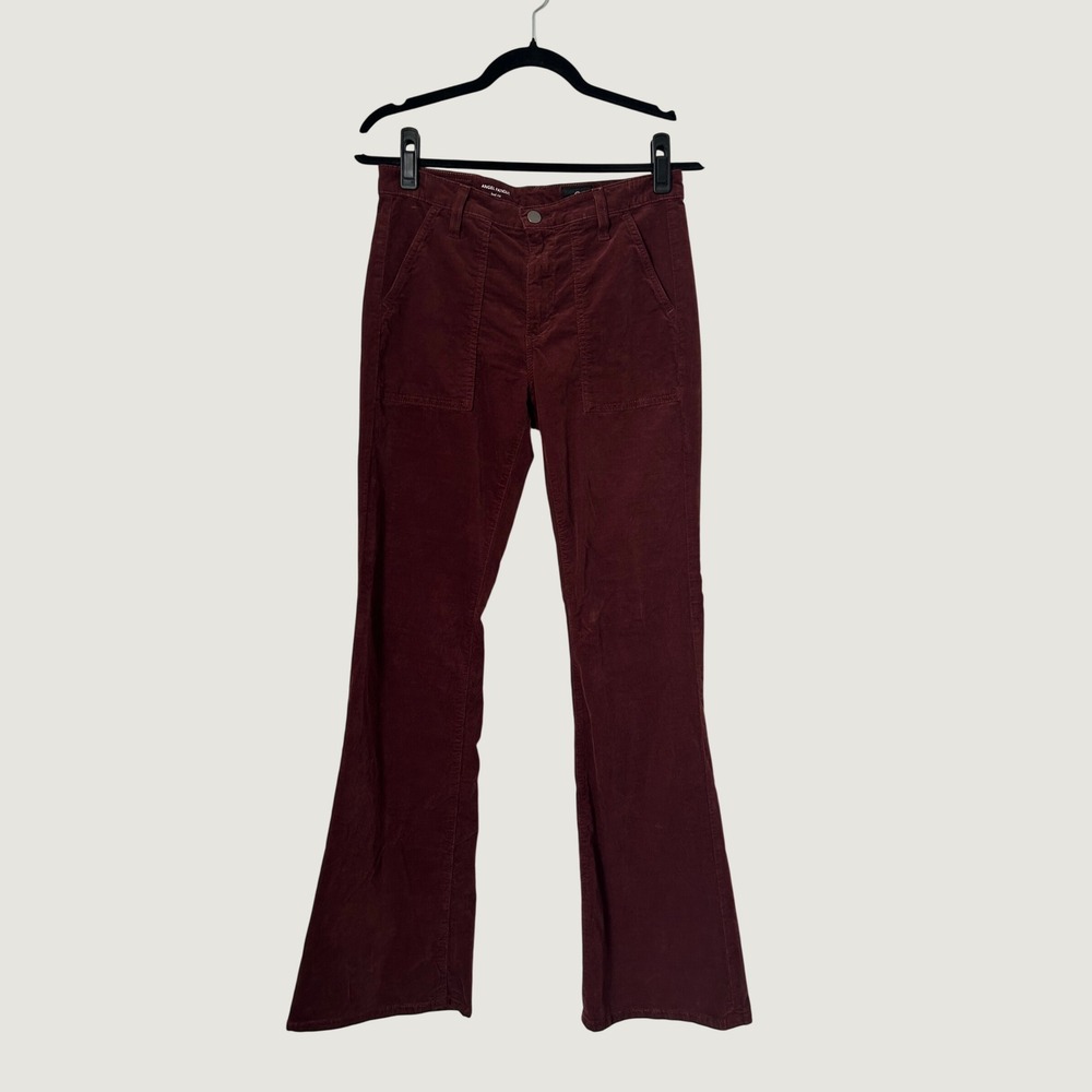 AG Adriano Goldschmied Angel Fatigue Pants Womens 29R Burgundy Corduroy Bootcut